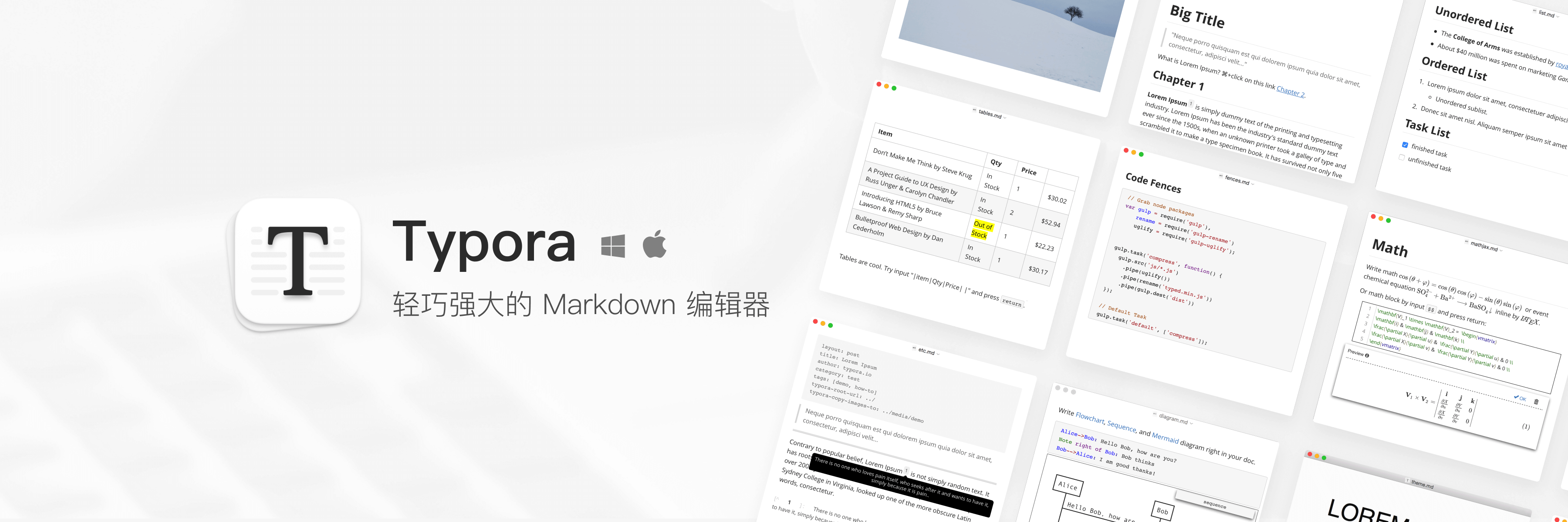 Typora - 跨平台 Markdown 编辑器 所见即所得 支持 Latex 公式